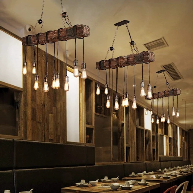 Alt view image 4 of 7 - 10-Lights Rustic Farmhouse Wood Beam Chandeliers for Dining Room