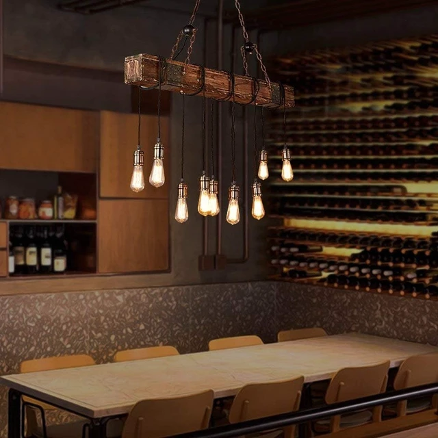 Alt view image 5 of 7 - 10-Lights Rustic Farmhouse Wood Beam Chandeliers for Dining Room