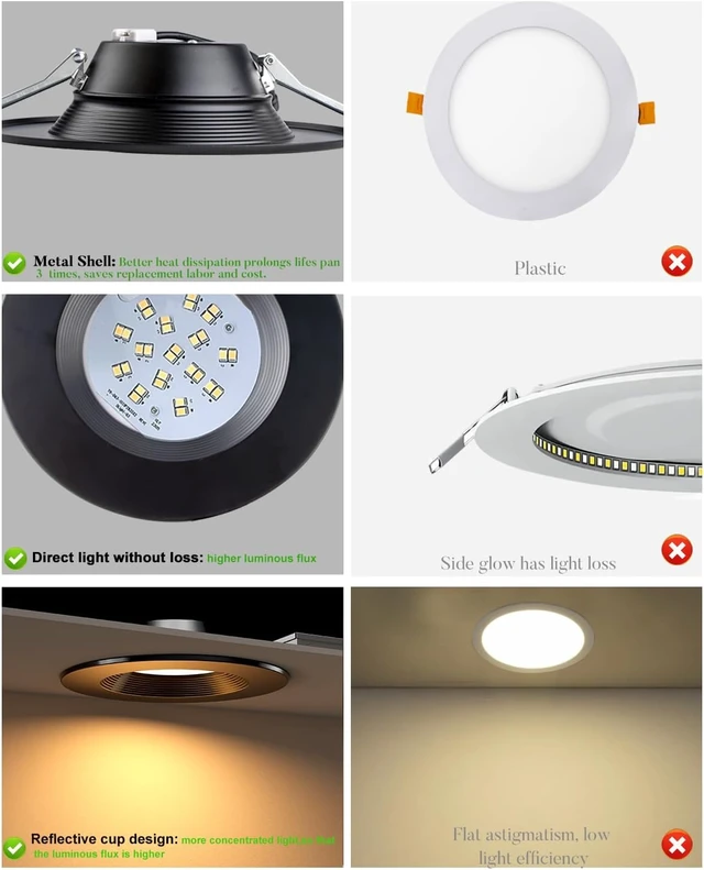 Alt view image 5 of 7 - Lightdot 6 Inch Recessed Lighting 12 Pack Black, 12W Dimmable LED Downlight 3CCT Selectable (3000K/4000K/5000K), Anti-Glare Slim Canless Ceiling Light