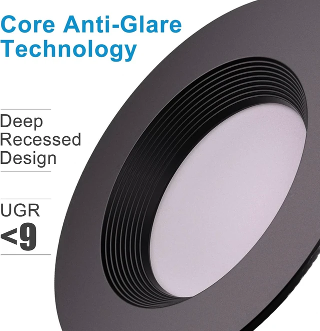 Alt view image 6 of 7 - Lightdot 6 Inch Recessed Lighting 12 Pack Black, 12W Dimmable LED Downlight 3CCT Selectable (3000K/4000K/5000K), Anti-Glare Slim Canless Ceiling Light