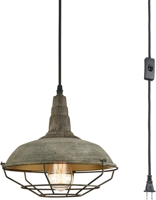 Main image of Farmhouse Plug in Pendant Light with 16 Feet Hanging Cord Hanging Lighting Fixture