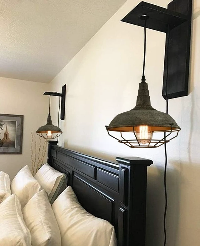 Alt view image 3 of 7 - Farmhouse Plug in Pendant Light with 16 Feet Hanging Cord Hanging Lighting Fixture