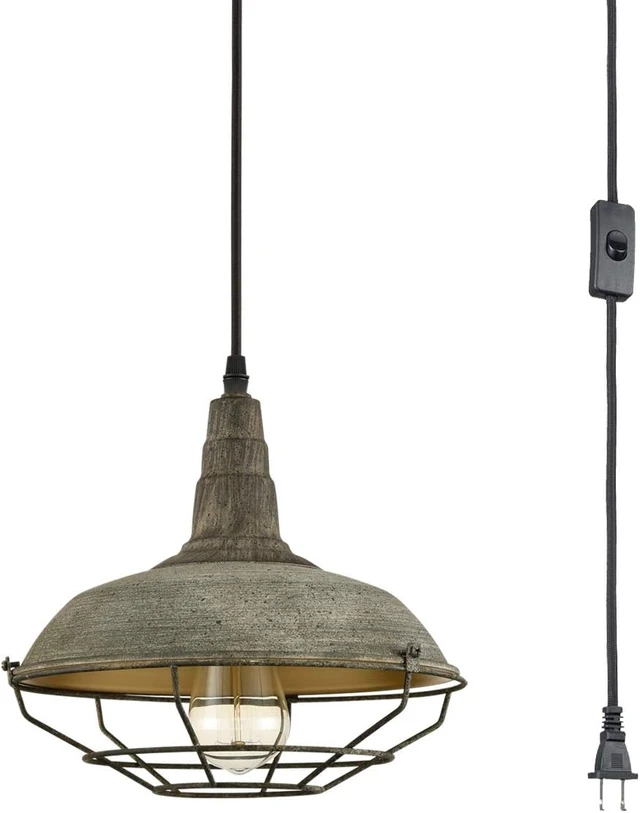 Alt view image 5 of 7 - Farmhouse Plug in Pendant Light with 16 Feet Hanging Cord Hanging Lighting Fixture