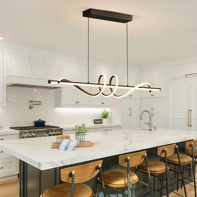 Alt view image 6 of 7 - Modern LED Pendant Lights, Ceiling Chandelier Dimmable with Remote Control 3000k-6000K Adjustable Color Temperature, Aluminum Island Lighting Lamp Fixture for Kitchen, Dining Room(39in Black)