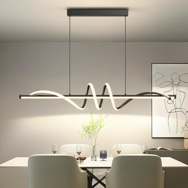 Alt view image 7 of 7 - Modern LED Pendant Lights, Ceiling Chandelier Dimmable with Remote Control 3000k-6000K Adjustable Color Temperature, Aluminum Island Lighting Lamp Fixture for Kitchen, Dining Room(39in Black)