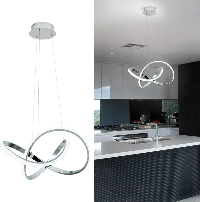 Alt view image 2 of 7 - MAYNA LED Pendant Light with Irregular Ring Lights,6000K White