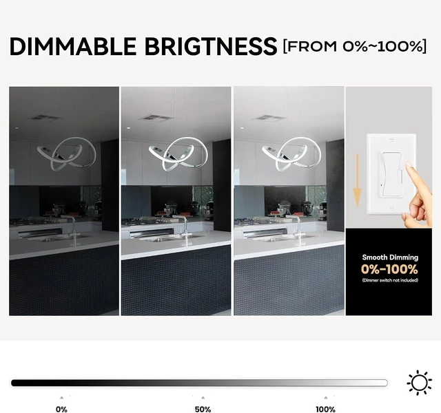 Alt view image 3 of 7 - MAYNA LED Pendant Light with Irregular Ring Lights,6000K White