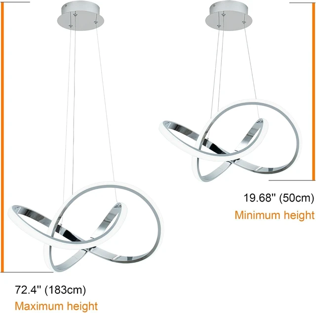 Alt view image 5 of 7 - MAYNA LED Pendant Light with Irregular Ring Lights,6000K White