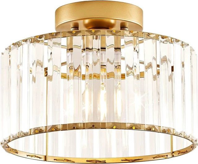 Main image of Crystal Gold Semi Flush Ceiling Light 10.63 Inch