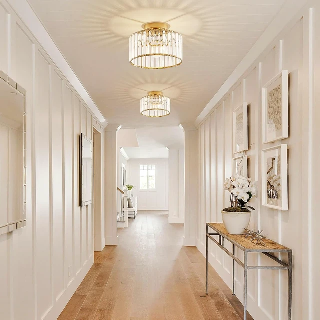 Alt view image 5 of 7 - Crystal Gold Semi Flush Ceiling Light 10.63 Inch