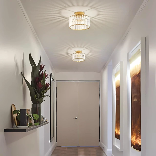 Alt view image 7 of 7 - Crystal Gold Semi Flush Ceiling Light 10.63 Inch