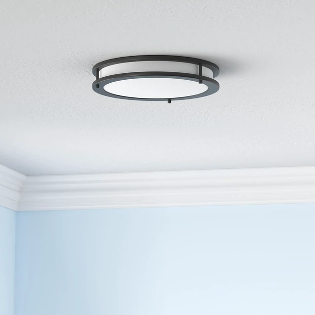 Alt view image 2 of 7 - ASD LED 18" Round Flush Mount Lighting, Close to Ceiling Light Fixture | 3CCT, Dimmable, Energy Star, ETL Listed | 28W 2230LM 3000-5000K 120V | Low Profile Double Ring Lamp | Black