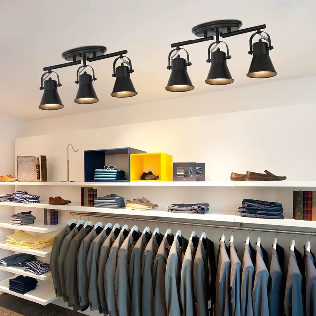 Alt view image 3 of 7 - KEESFU 3-Light Track Lighting Kit,Black Semi Flush Mount Ceiling Light with 3 Rotatable Light Heads,Industrial Accent Lighting for Livingroom,Bathroom,Hallway,Art Wall,Bathroom,Kitchen.(3-Light)