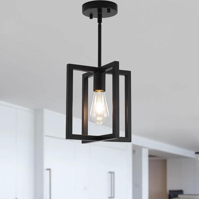 Main image of Black Ceiling Light Fixture1-Light Semi Flush Mount, Rustic Vintage Retro