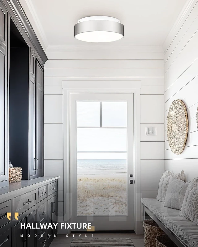 Alt view image 6 of 7 - AUTELO 2-Light Glass Flush Mount Ceiling Light for Bedroom, E26, 12 Inch