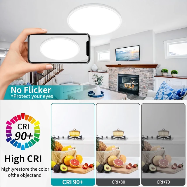 Alt view image 4 of 7 - 24'' Large Flush Mount Ceiling Light Fixture Dimmable with Remote Control