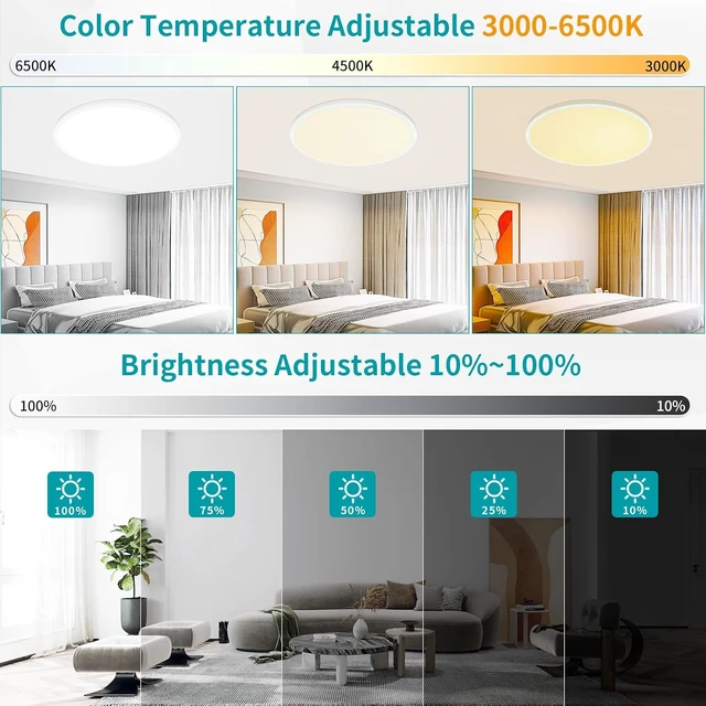 Alt view image 5 of 7 - 24'' Large Flush Mount Ceiling Light Fixture Dimmable with Remote Control