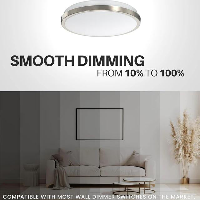 Alt view image 4 of 7 - DYMOND LED Ceiling Light Flush Mount 10 Inches Ceiling Light Fixture Dimmable for Bathroom, Kitchen, Laundry Room (4000K Natural Daylight, 10 inches)