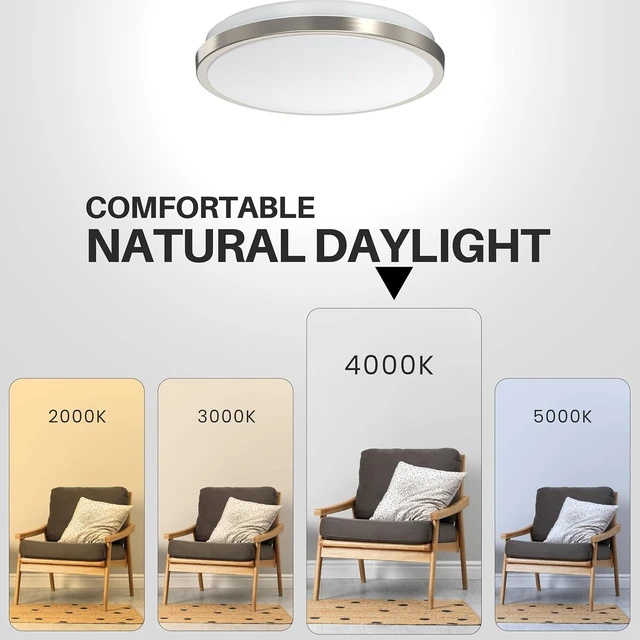 Alt view image 3 of 7 - DYMOND LED Ceiling Light Flush Mount 10 Inches Ceiling Light Fixture Dimmable for Bathroom, Kitchen, Laundry Room (4000K Natural Daylight, 10 inches)