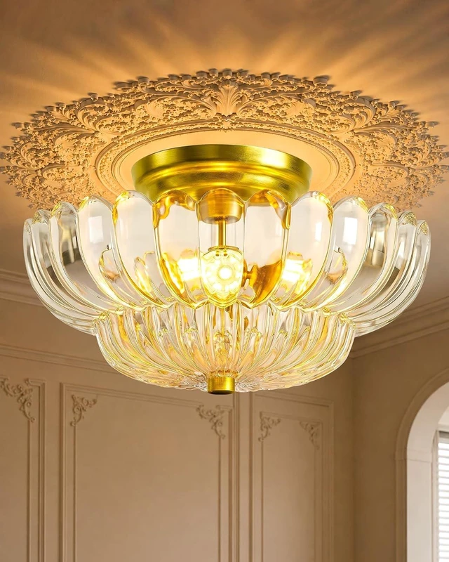 Main image of Semi Flush Mount Ceiling Light 11.8" Vinatge Gold Hallway Lights