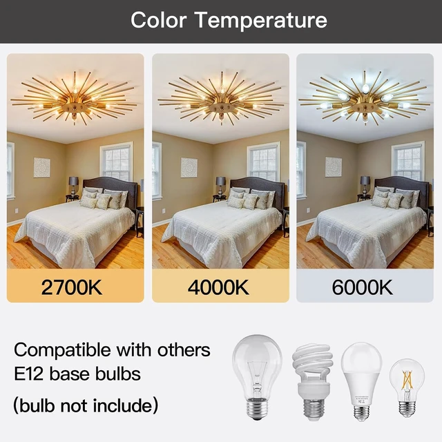 Alt view image 3 of 7 - ZGLAOJT Semi Flush Mount 8 Light Ceiling Light Modern Metal Ceiling Lighting Gold Light Fixture Chandelier for Farmhouse Kitchen Dining Room Bedroom Hallway Living Room.