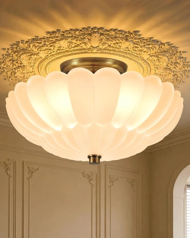 Main image of Semi Flush Mount Ceiling Light 11.8" Vinatge Gold Hallway Lights