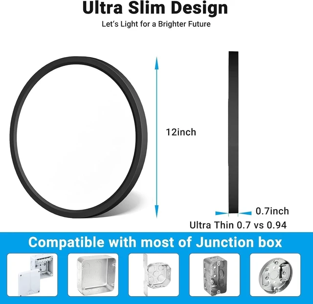 Alt view image 6 of 7 - 2Pack 12Inch LED Flush Mount Ceiling Light 5 Color Temperatures