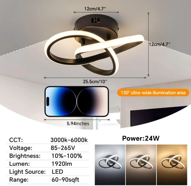 Alt view image 6 of 7 - 10 Modern Ceiling Light, 24W LED Ceiling Light with Remote Control