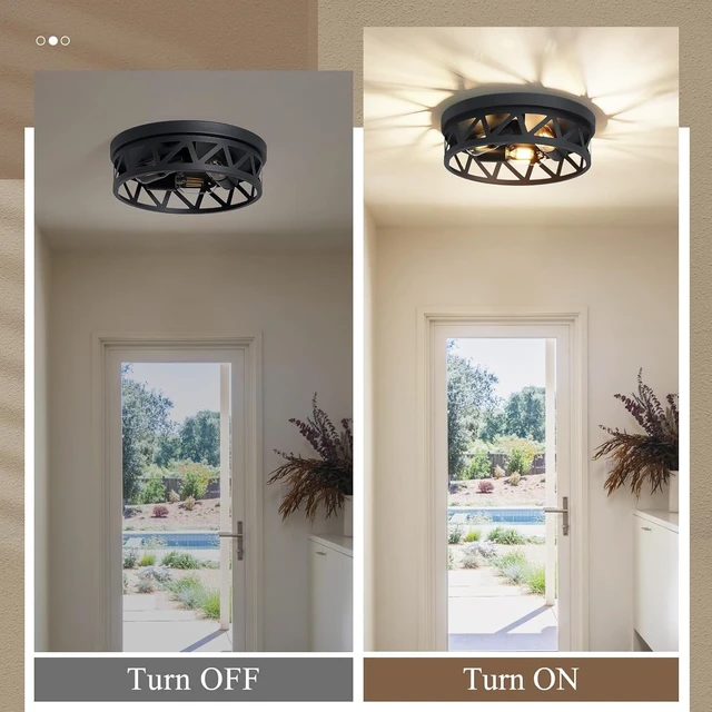 Alt view image 5 of 6 - Flush Mount Ceiling Light for Hallway & Bedroom, Black 3-Light