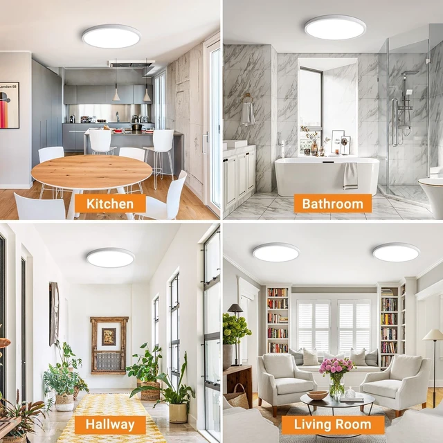 Alt view image 7 of 7 - slochi 4Pack LED Flush Mount Ceiling Light Fixture, 12 Inch 24W, 3200LM, Super Slim 0.7 Inch, 3000K-6500K Adjustable Low Profile LED Ceiling Lights for Bedroom, Kitchen, Hallway(White)
