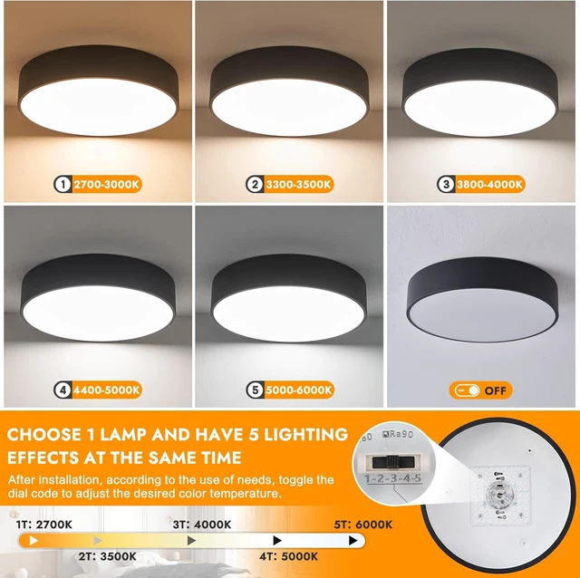 Alt view image 4 of 7 - Modern Dimmable LED Flush Mount Ceiling Light Fixture,5CCT,15.74in