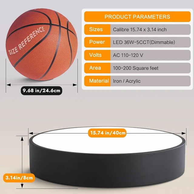Alt view image 5 of 7 - Modern Dimmable LED Flush Mount Ceiling Light Fixture,5CCT,15.74in