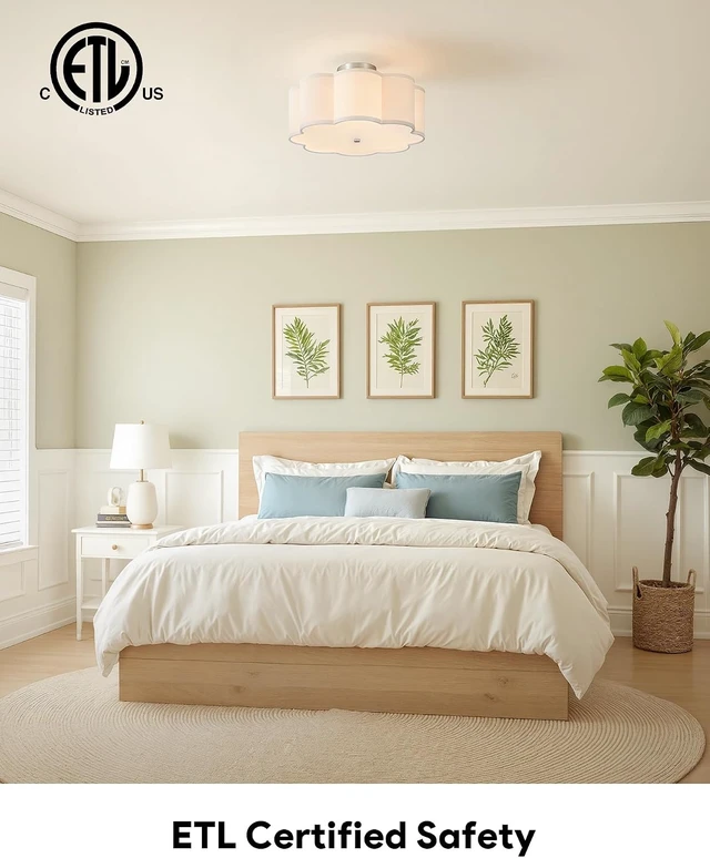 Alt view image 4 of 7 - VONLUCE Semi Flush Mount Ceiling Light 15.7", 3-Light Drum Light Fixture