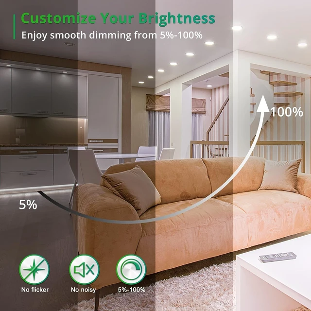 Alt view image 3 of 7 - LEDIARY 6 Inch 6CCT LED Recessed Ceiling Light with Junction Box, 24 Pack