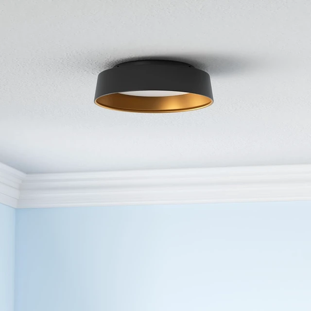 Alt view image 2 of 7 - 12.5 Inch LED Flush Mount Ceiling Light Fixture, 26W, Super Bright 1350 Lumen, 3 Color 3000K/4000K/5000K, Matt Black with Gold Inside, Dimmable Ceiling Lamp for Bedroom Hallway Bathroom Outdoor