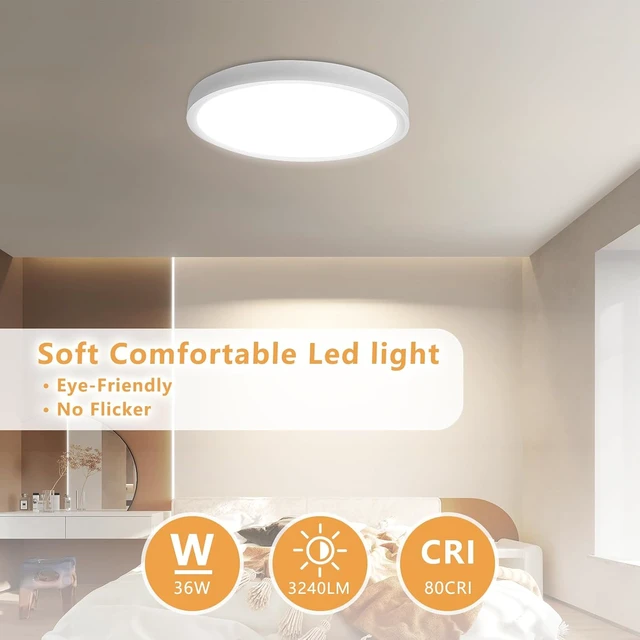 Alt view image 3 of 7 - 6PK 15.8 Inch Led Ceiling Light Flush Mount, 34W, 3060LM, 3000K/4000K/6000K CCT Selectable Super Slim LED Ceiling Light, Close to Ceiling Round Flat Panel Light for Hallway, Bedroom,Kitchen ect