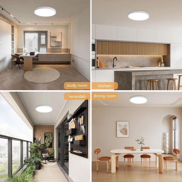 Alt view image 7 of 7 - 6PK 15.8 Inch Led Ceiling Light Flush Mount, 34W, 3060LM, 3000K/4000K/6000K CCT Selectable Super Slim LED Ceiling Light, Close to Ceiling Round Flat Panel Light for Hallway, Bedroom,Kitchen ect