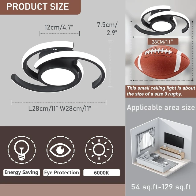 Alt view image 2 of 7 - ADISUN Modern LED Ceiling Light,6000K Semi Flush Mount Ceiling Light Fixture,Small Ceiling Lamp for Living Room Bedroom Corridor Aisle Hallway (D11 in*H2.9 in; 33W; No Remote)