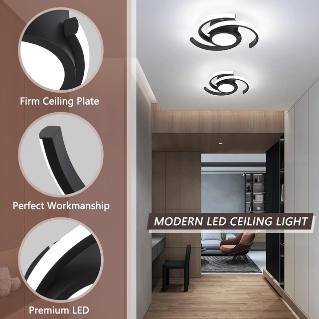 Alt view image 3 of 7 - ADISUN Modern LED Ceiling Light,6000K Semi Flush Mount Ceiling Light Fixture,Small Ceiling Lamp for Living Room Bedroom Corridor Aisle Hallway (D11 in*H2.9 in; 33W; No Remote)