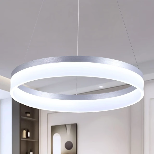 Main image of Buccleuch Modern LED Chandelier - Dimmable 19.7" Silver Round Pendant Light, Height Adjustable UL-Certified Ceiling Light for Dining Room, Kitchen Island, Living Room, Bedroom, Foyer, 6500K