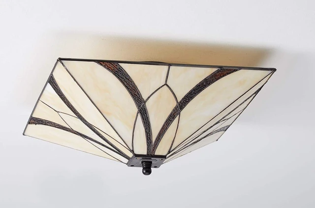 Alt view image 7 of 7 - Tiffany Style Semi Flush Ceiling Light Art Colorful Glass Shade 3 Lights
