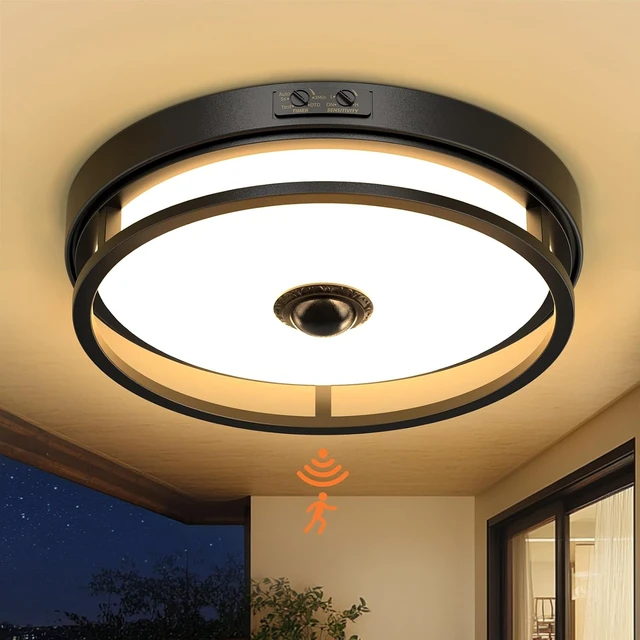 Main image of 12 Inch LED Motion Sensor Outdoor Ceiling Light for Porch, Black