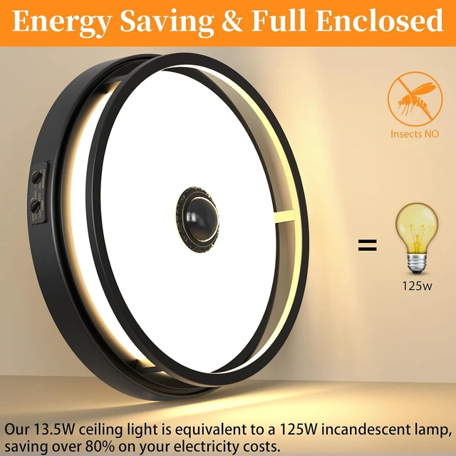 Alt view image 5 of 7 - 12 Inch LED Motion Sensor Outdoor Ceiling Light for Porch, Black