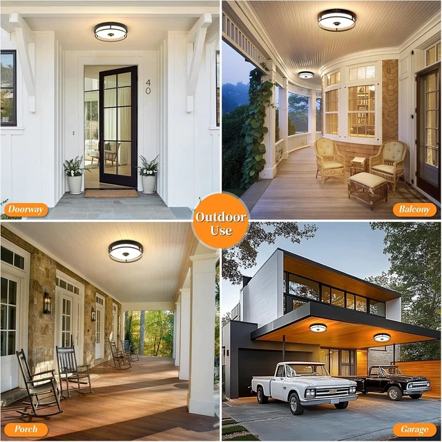 Alt view image 7 of 7 - 12 Inch LED Motion Sensor Outdoor Ceiling Light for Porch, Black