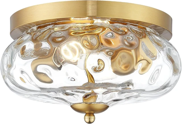 Main image of Darkaway Ceiling Light Fixtures Flush Mount Indoor Outdoor Ceiling Light with Water Ripple Glass Shade for Hallway Kitchen Bedroom Porch Living Room Gold Finish