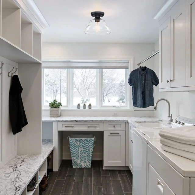 Alt view image 5 of 7 - MEXO Industrial Semi Flush Mount Ceiling Light, Modern Clear Glass Light Fixture Farmhouse 10" Close to Ceiling Lights in Black Finish for Hallway Bedroom, Kitchen Entryway Cafe Bar Porch
