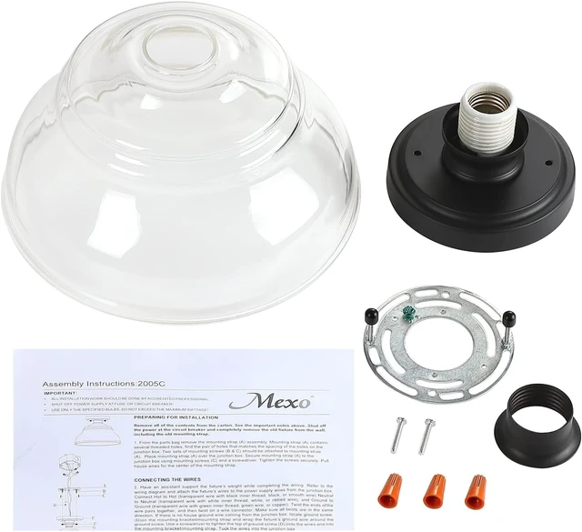 Alt view image 4 of 7 - MEXO Industrial Semi Flush Mount Ceiling Light, Modern Clear Glass Light Fixture Farmhouse 10" Close to Ceiling Lights in Black Finish for Hallway Bedroom, Kitchen Entryway Cafe Bar Porch