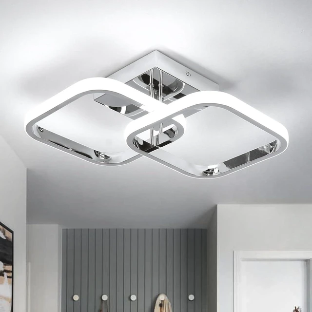 Main image of CANEOE Led Hallway Ceiling Light Fixtures, Square Modern Led Ceiling Lamp, 6000K Chrome Finish Indoor Ceiling Lighting Fixture for Living Room Bedroom Kitchen Bathroom Lights (GDD-SFSL-C-US)