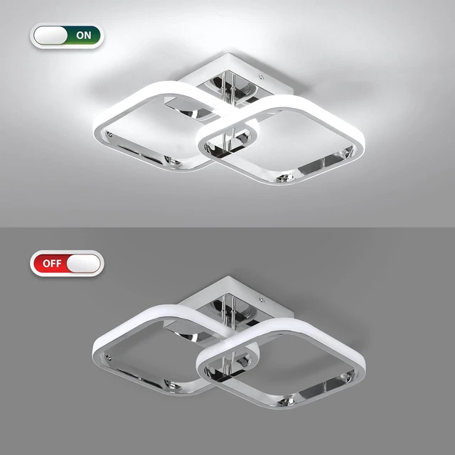 Alt view image 5 of 7 - CANEOE Led Hallway Ceiling Light Fixtures, Square Modern Led Ceiling Lamp, 6000K Chrome Finish Indoor Ceiling Lighting Fixture for Living Room Bedroom Kitchen Bathroom Lights (GDD-SFSL-C-US)