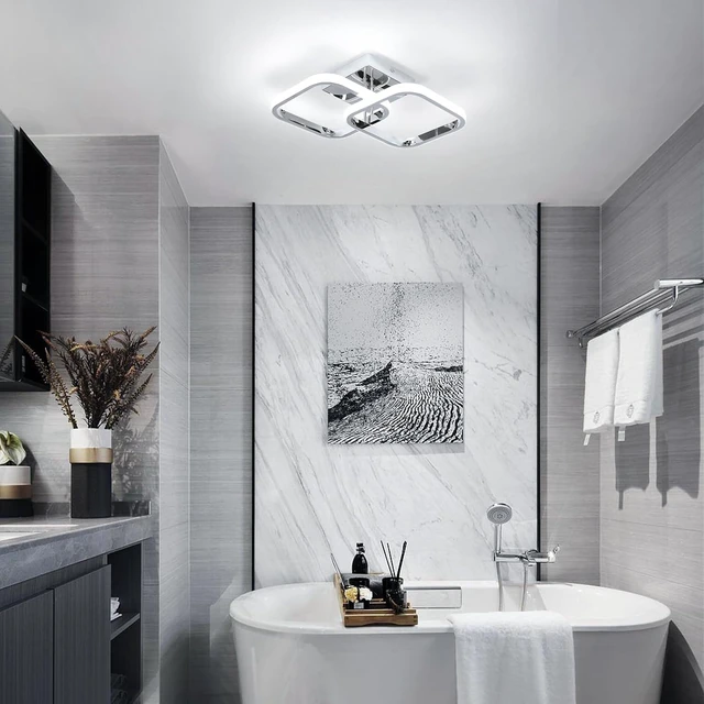 Alt view image 6 of 7 - CANEOE Led Hallway Ceiling Light Fixtures, Square Modern Led Ceiling Lamp, 6000K Chrome Finish Indoor Ceiling Lighting Fixture for Living Room Bedroom Kitchen Bathroom Lights (GDD-SFSL-C-US)